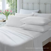 Draps adaptés par hôtel blanc en gros de draps / Percale 100% drapé de feuille de coton